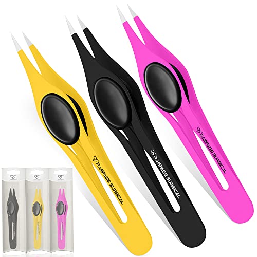 Professional Eyebrow Tweezers Pointed Tip Stainless Steel 2,3xPcs Set, Non-Slip Grip Point Tip Tweezers for Facial Hair, Plucking Removing Ingrown Hairs, Tweezer for Women Men