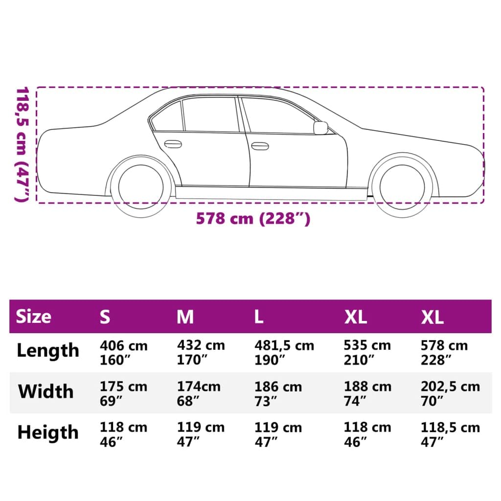 vidaXL Funda Completa Coche Sedan protección al Granizo XXL Gris/Plata, Funda de Coche, Funda de Coche para Exterior, Funda de Coche Impermeable