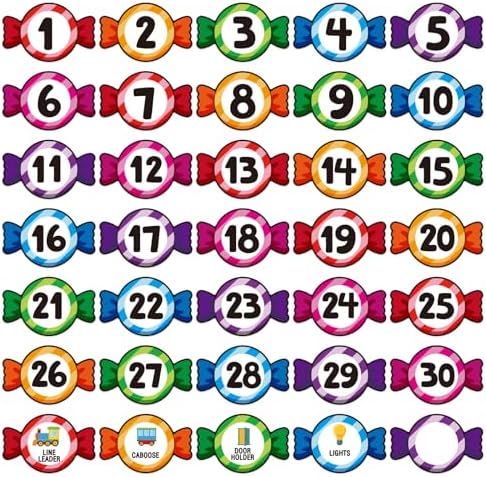 FaCraft Floor Stickers for Classroom - 36Pcs Colorful Candy Line Up Spots for Classroom Floor Waterproof Self Adhesive Number Stickers for Kindergarten Preschool Elementary Teacher Back to School