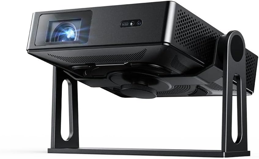 NexiGo Nova Mini Bundle with Gimbal Stand, Portable Laser Projector, Google TV w/Netflix, 1080p FHD, 1200 Lumens, 15000:1 Contrast w/SAE, 3D, Auto Setup, 150" Display, 8W Dolby Audio