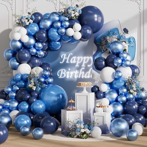 SULALABOO Blue Balloon Arch Kit 155Pcs Garland Latex Balloons 18 10 5 Inch Navy Dark Blue for Birthday Anniversary Wedding Graduation Party Decoration