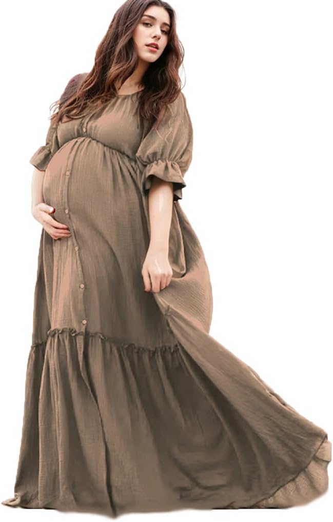 Maternity Dress Photo Props Vintage Dress Baby Shower Maxi Gown for Pregnancy Photo Shoot