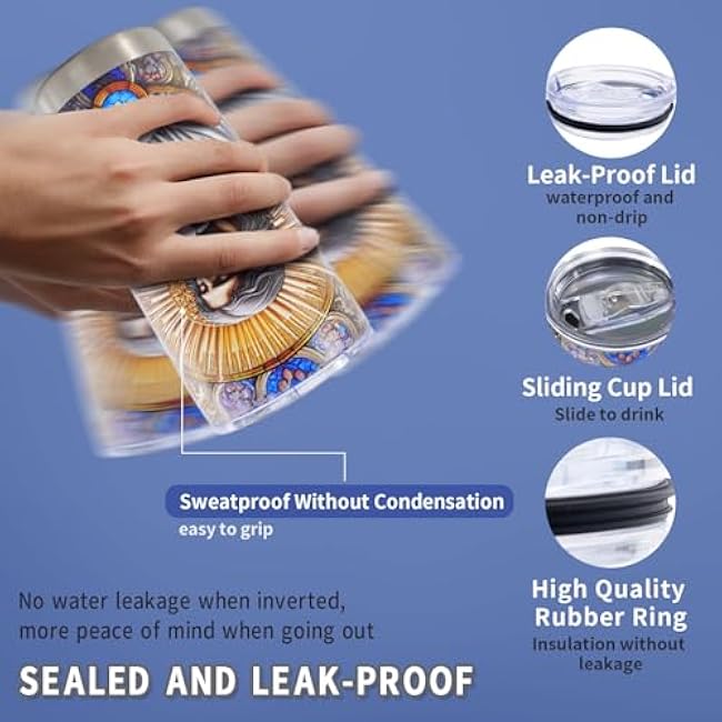 20 Oz Stainless Steel Tumbler, Double-layer 304 Vacuum Insulated Cup | Leak-Proof Lid Reusable Insulated Mug with Straw, Keeps Hot and Cold for Home, Office, Travel and Car (Bible Tree)