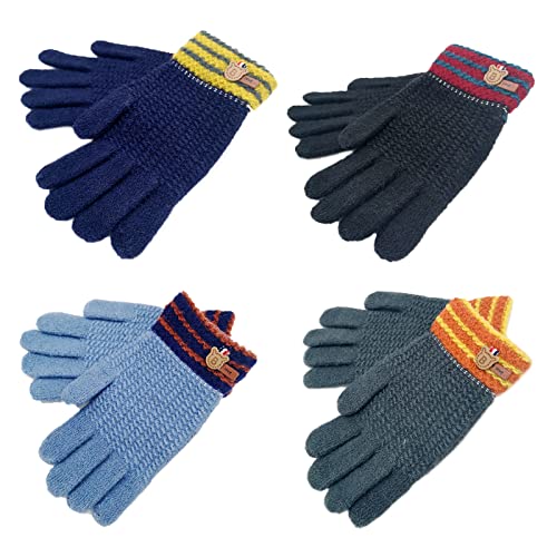 4 Paare Handschuhe Kinder Winter, Strickhandschuhe Kinder,...