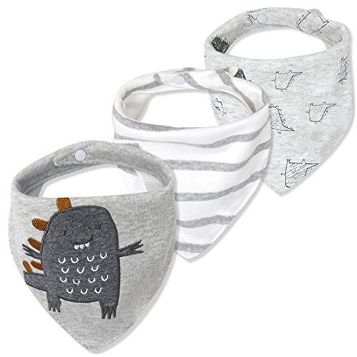 CuteOn Bebé Babear Baberos, unisex 3 Pack absorbente algodón, Triángulo Babero con broches de presión para regalo Boys & Girls   Surtido