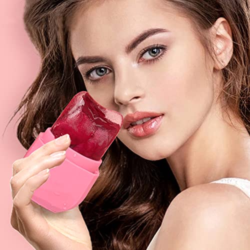 Wismee Ice Face Roller, Ice Roller for Face & Eye Puffiness Relief, Silicone Reusable Facial Ice Roller, Ice Mold for Face Beauty Reduce Fine Line, Face Massage Ice Tray, Gifts for Women (Pink) - Thumbnail 3