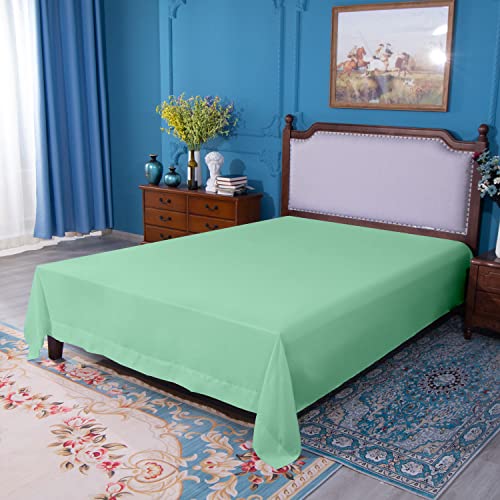 Image of NTBAY Twin XL Microfiber Flat Sheet, 66 x 102, Sea Green