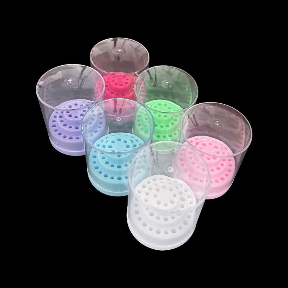 48 Holes Dental Burs Box, Multi-Use Plastic Case with Transparent Cover, Dental Burs Holder Organizer Disinfection Box Burs Block Drills Case (Purple)