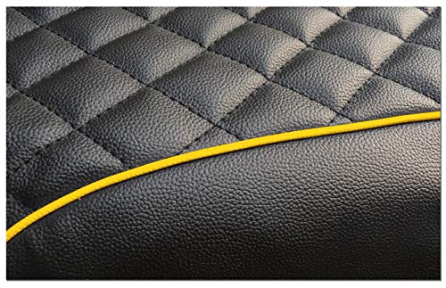 Image of Mototrance Black Yellow | PU Leather Designer | Anti-Slip | Waterproof | Ergonomic Design | Custom Fit | Bike Scooty Seat Cover | MTSC-304-BLYW | Compatible with Honda Dio