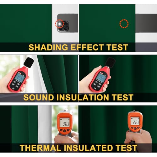 Image of Yakamok Dark Green 100% Blackout Curtains 63 Inches Long 50 inch Wide 2 Panels | Blackout Curtain Panels for Bedroom, 2 Thick Layers Grommet Top Thermal Insulated Drapes with White Back for Living Room
