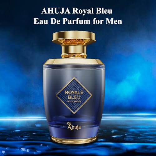 Image of AHUJA Royal Bleu Eau De Parfum for Men, 100 ml (3.4 fl oz) | Long-Lasting Fresh Citrus Fragrance with Grapefruit & Ginger | Deep Woody Notes | Premium Daily Wear Perfume & Gift for Men