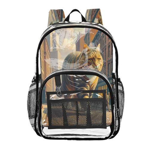 Joitme Giant Cat City - Mochila marrón para niños de 8 a 10 años, bolsa grande de PVC, Giant Cat City Brown, Talla única, Giant Cat City Brown