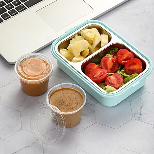 portion cups with lids 240 sets - 55 oz airtight stackable souffle cups salad dressing amp sauce containers for lunch party trips