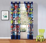 2 Panel Curtain Set for Kids Heroes Fire Fighter Fire Trucks Police Car Ambulance Paramedic Navy Blue Red White Light Blue Grey Green New