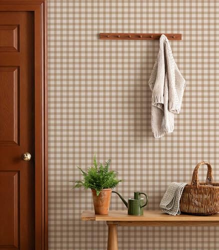 YXTII Plaid Wallpaper Peel and Stick 17.378.7 Striped Farmhouse Wallpaper Self Adhesive Removable Wallpaper Contact Paper for Bedroom Wall Paper Shelf Drawer Liner