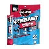 Jack Link’s x MrBeast Original Mini Beef Sticks – 6g Protein per Serving, Individually Wrapped Meat Snacks, Made with 100% Real Beef, Pantry-Ready, Kids Snacks, 0.5oz (12 Count)
