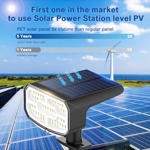 Image of JEJOT Solar Spot Lights Outdoor Waterproof, Solar Spotlights, 8 Pack | 8 Lighting Modes, 120 Adjustable Solar Lights for Yard Garden Lawn Landscape Pathway, Multicolor