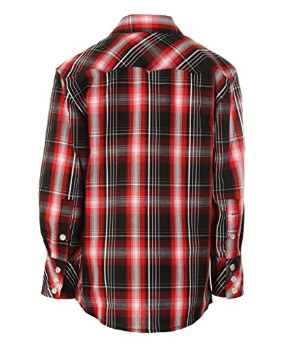 Image of Gioberti Boys Casual Western Plaid Long Sleeve Pearl Snaps Shirt