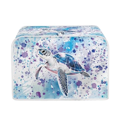 Image of Talayituse Turtle Paint Splatter Print Toaster Cover 2 Slice Wide Slot, Lightweight Bread Maker Cover Dust Protection Washable Appliance Bag, S