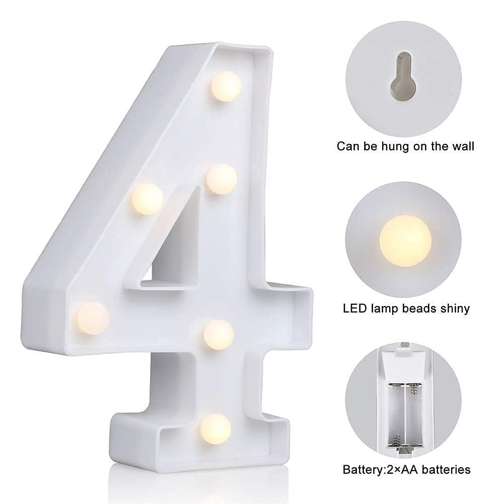 Alphabet Shaped Led Light Letters for Wedding | Birthday | Party | Christmas | Home | Bar | Decoration | Color : Warm White (4) 3