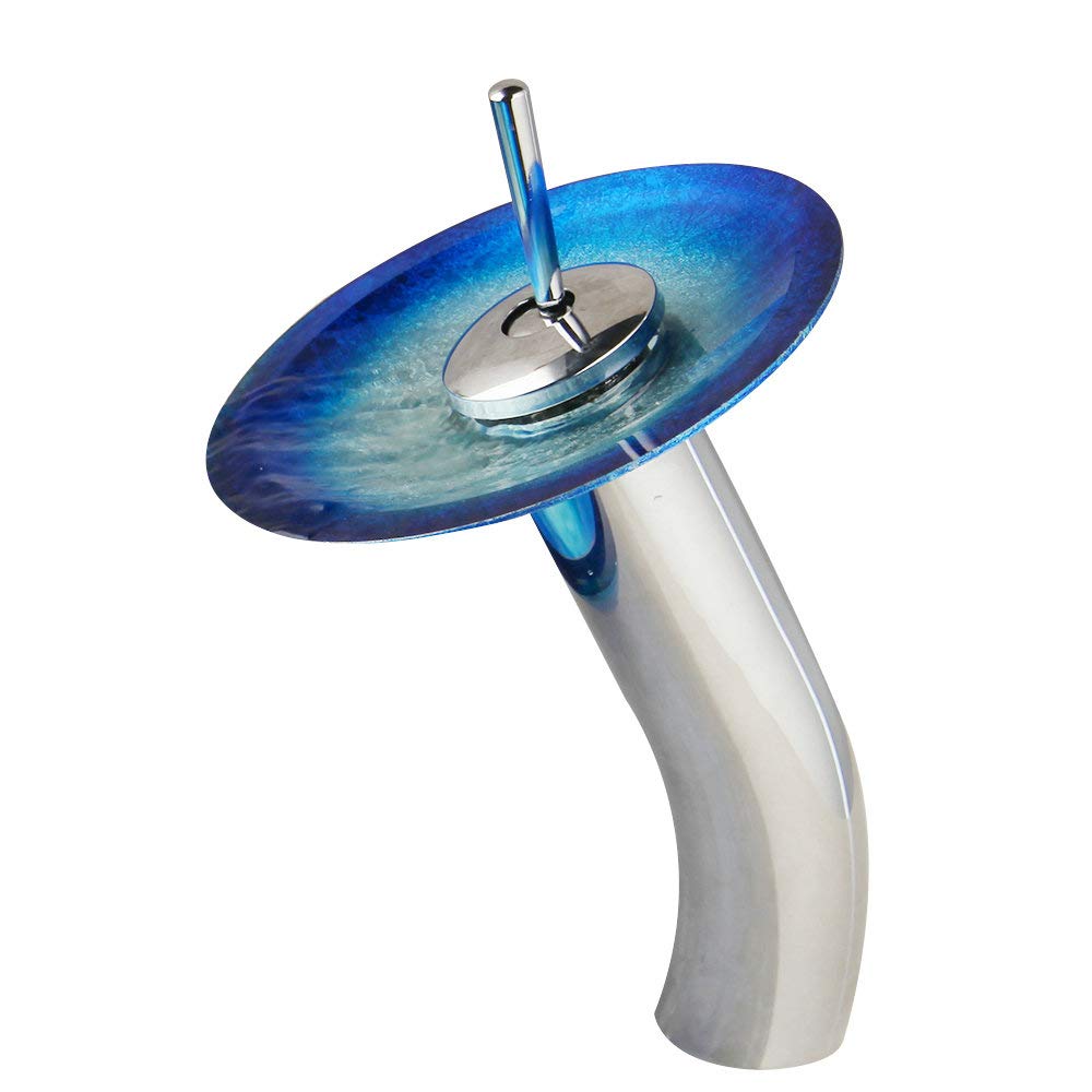 OUBONI Bathroom Faucet & Waterfall Bathroom Sink Faucet Chrome Brass Bathroom Mixer Tap Deck Mounted Solid Brass Body Basin Sink Bathroom Tap