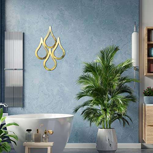 Qunclay Teardrop Wall Mirror Hanging Wall Mounted Mirrors Teardrop Mirror Wall Decor Wall Mirrors Decorative Mirror Decor Accent Mirror For Home Living Room Bedroom Bathroom, 15.7 X 11 Inches (Gold) #TOP4