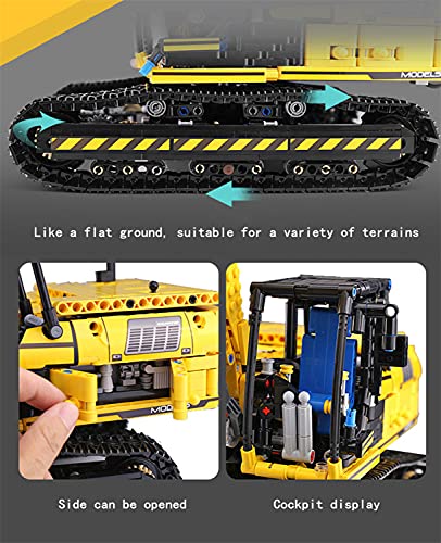 XJJY Technic Heavy-Duty Bagger Spielzeug-LKW-Modell, 1830-teiliges Baufahrzeug-Bauset 2,4 GHz/APP RC-Bagger-Bausteine… – Bild 6