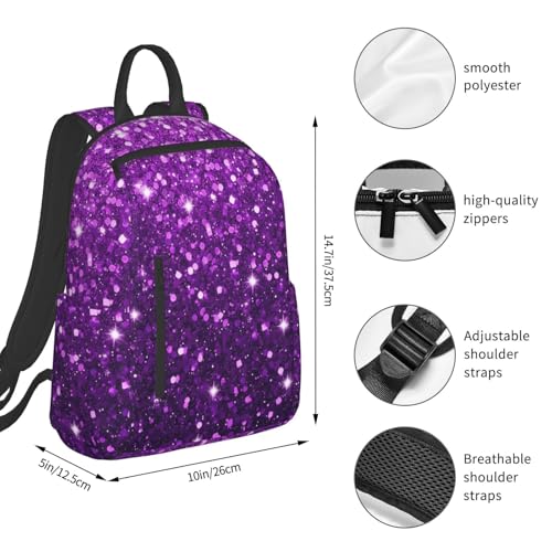 Beautiful Dark Purple Bling Glitter Sparkles Pattern Backpack Lightweight Backpack For College Travel Work For Men And Women4