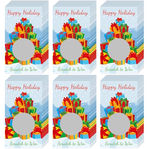 60 Pieces Christmas Scratch Off Cards Stickers Xmas Party Games Xmas Blank Gift Certificate for Festive Raffle Tickets 3.5 x 2.1 inch Party Favors Games Supplies