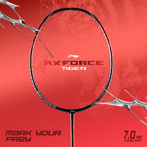 Image of Li-Ning Axforce Tiger Unstrung Badminton Racquet for Professional Players| 32 LBS Max Tension | Head Heavy | 7mm Flexible Shaft | Carbon Fibre Frame