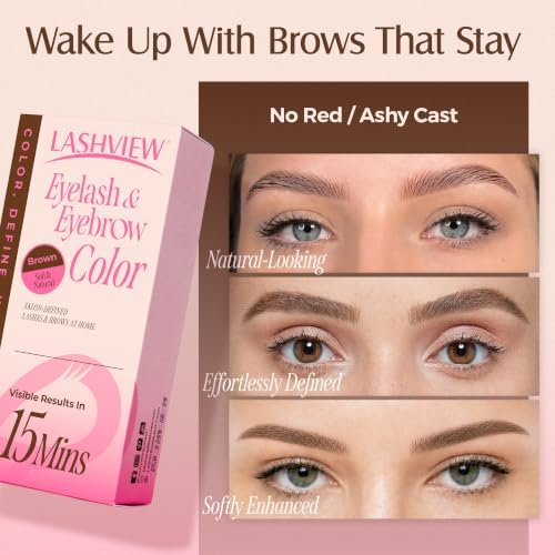 LASHVIEW Eyelash and Eyebrow Kit, 2-in-1 Lash and Brow Color Set, Brown, Disposable, 7ml - 3