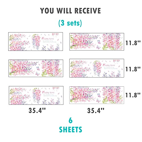 Rofarso 6 Sheets Hanging Wisteria Flower Leaves Wall Stickers Removable Pvc Wall Decals Peel And Stick Wall Art Decorations Decor For Bedroom Living Room Murals (3 Sets) #TOP4