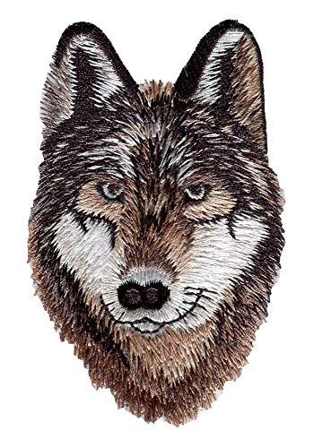 N / A Magnifique écusson brodé motif léopard, tigre, loup, thermocollant, à coudre ou à repasser, pour sac à dos homme, garçon, enfant (couleur : marron)