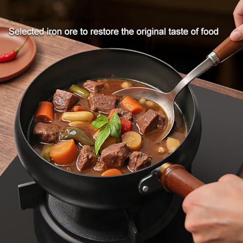 Image of Carbon Steel Wok Pan, 10.2 INCH Nonstick Pre-Seasoned Woks & Stir-Fry Pans with Lid, No Chemical Coating Wok Flat Bottom Small Handmade Chinese Wok for Induction, Gas, Electric & All Stoves