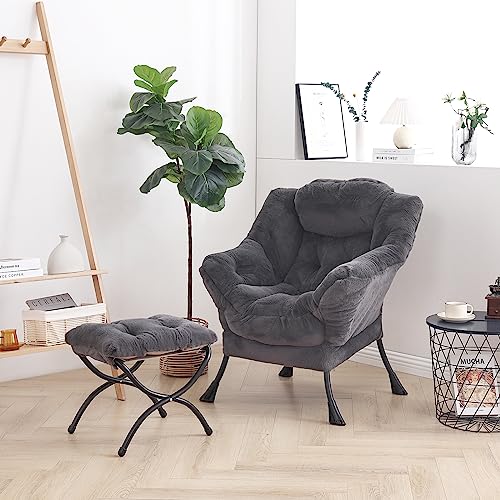 Image of LITA Modern Accent Leisure Upholstered Sofa Chair, Lounge Reading Chair with Armrests and a Side Pocket for Living Room, Bedroom & Small Space, Plush Navy