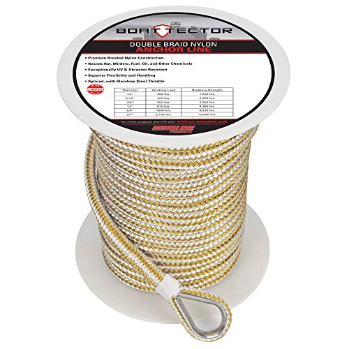 Extreme Max 3006.2246 BoatTector Premium Double Braid Nylon Anchor Line with Thimble - 3/8