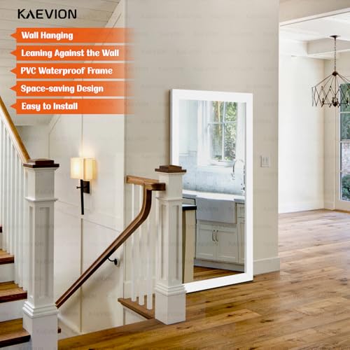 Image of White Framed Bathroom Wall Mirror, 36 inch x 19 inch Wall Mounted Rectangle Mirror with 5mm HD Shatterproof Glass, Vertical & Horizontal Hanging Vanity Mirror for Bedroom, Living Room, Entryway