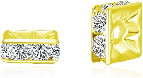 200 cuentas espaciadoras cuadradas de diamantes de imitación de cristal de grado A de Adabele de 0.394 in (0.39 pulgadas), metal de latón chapado en