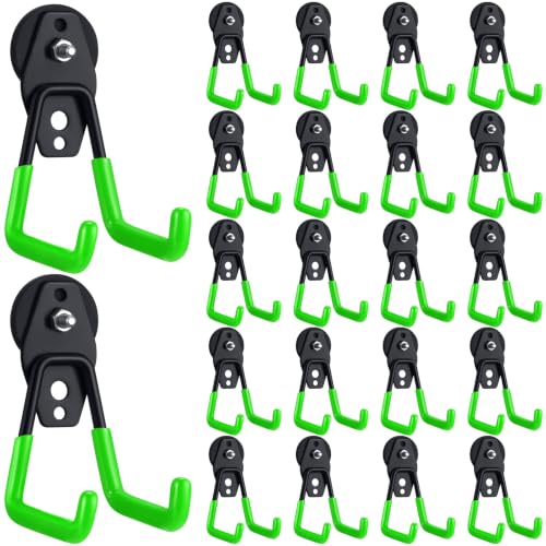 Image of Landhoow 22 Pcs Large Magnetic Hooks Heavy Duty Garage Magnet Hooks Strong Storage Utility Magnetic Hangers with Anti Slip Rubber Coating for Indoor and Outdoor Hanging (Green)