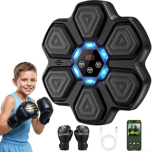 Image of TGLLM Music Boxing Machine, Interactive Punching Trainer with Boxing Gloves, Large Size Wall Mounted Electronic Boxing Target for Adult Kids, 9 Modes & 9 Speeds