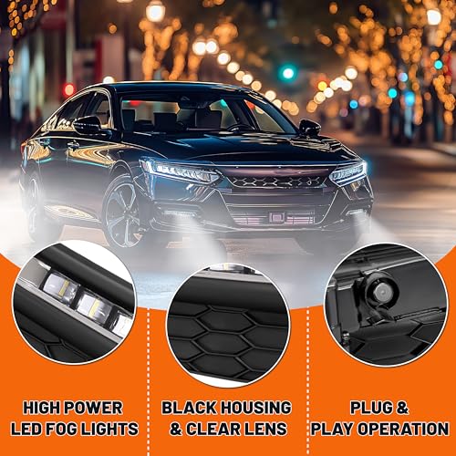 ECOTRIC High Power LED Fog Lights Compatible With 2016 2017 Honda Accord Sedan 4Dr w/Switch, Bezel Covers & Relay Wiring by ECOTRIC - Image 4