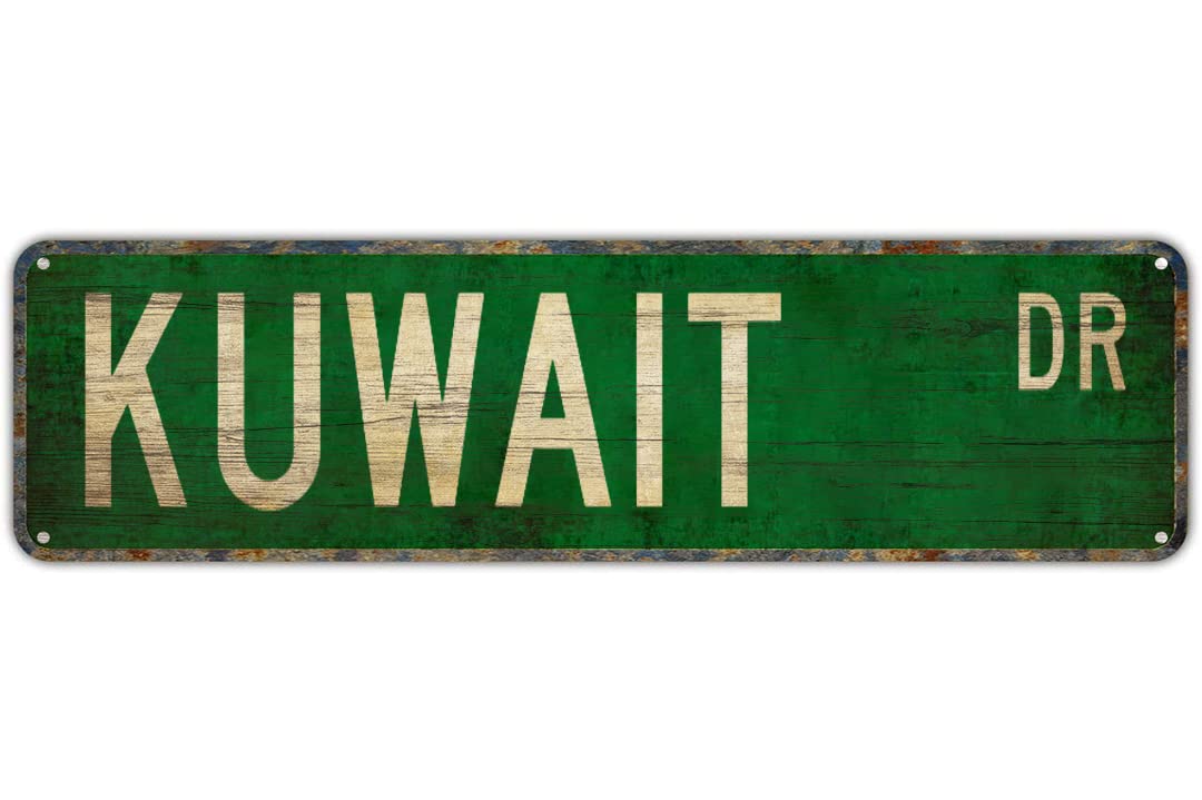 Sitrmgh Sign Vintage Decor Wall S Kuwait Kuwait Gift Kuwait Souvenir Kuwait Rustic Lake Beach House Cottage Cabin Cave Metal Street Decor 4X16 In