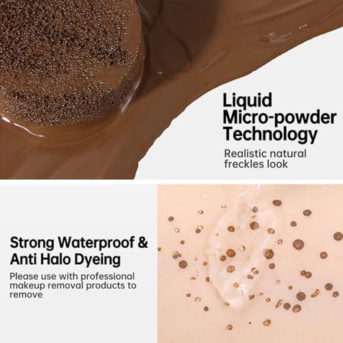 7. Bild von Sommersprossen Stempel Wasserfest, Faux Freckles Stamp, Sommersprosse Makeup mit Pinsel, Luftpolster Fake Freckle, Schweißfest Langlebiger, für Natürliche Mühelose Sunkissed Make-up, 15g(Hellbraun)