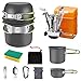AUTOPkio Camping Kochgeschirr Set für 1-2 Personen, Outdoor Faltbare Camping Topf mit Gaskocher Picknick Geschirr Kit Leicht Aluminium Kochset für BBQ, Wandern, Kochen