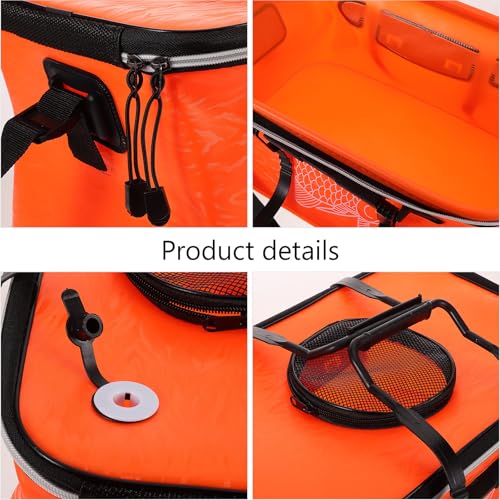 Cubo de pesca plegable antitirones contenedor de cebo con rejilla superior 4