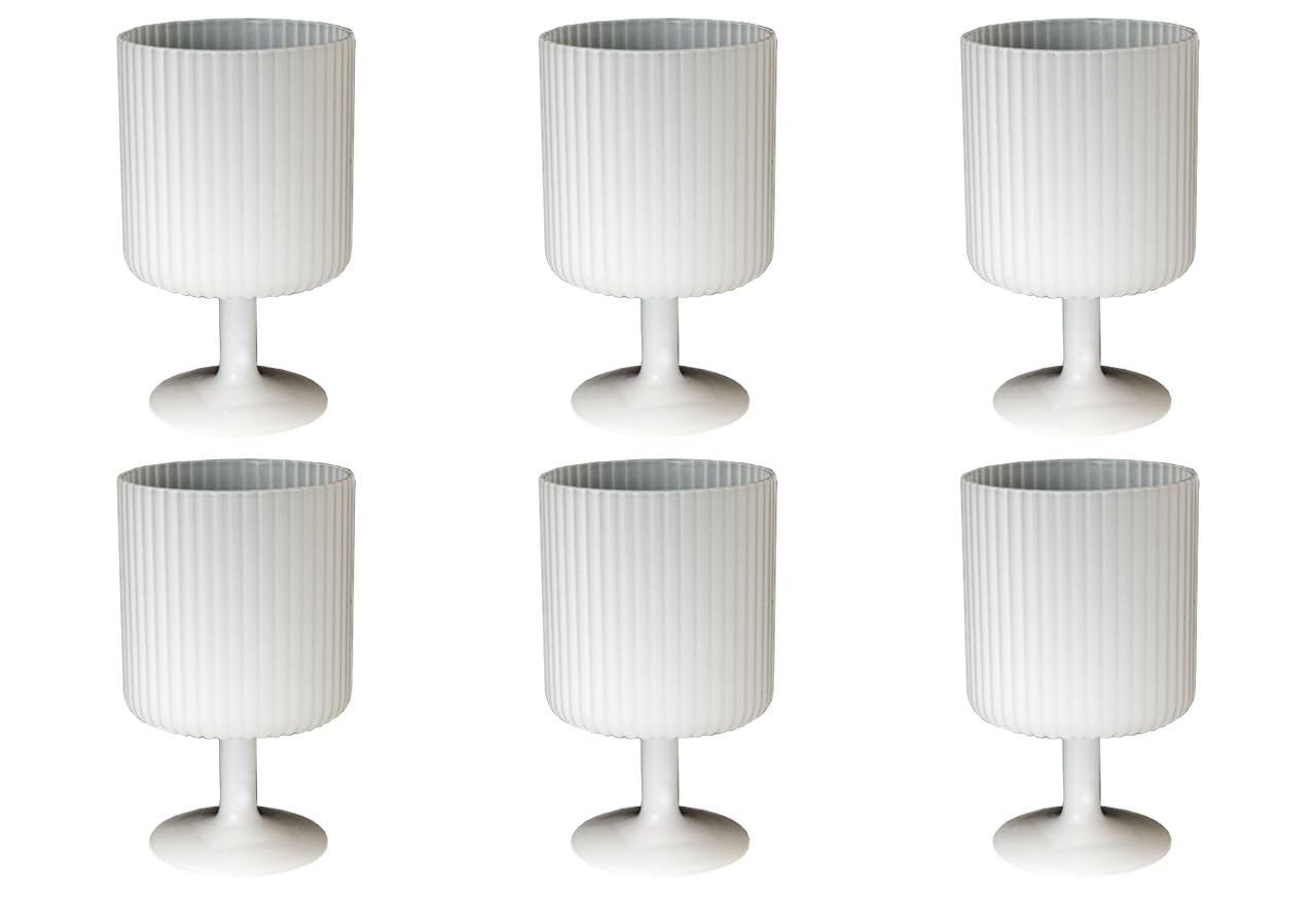 Mesa Polypro - Vasos de plástico prémium para interiores y exteriores, copa, blanco, 15 onzas, juego de 6
