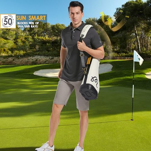 Image of Mens Golf Shirt Short Sleeve Moisture Wicking Dry Fit Performance Solid Pique Collared Golf Polo Shirts for Men