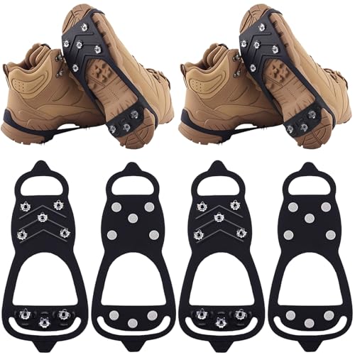 2 Pairs Ice Cleats For Shoes And Bootsuniversal 8 Steel Studs Crampon Ice Sn...