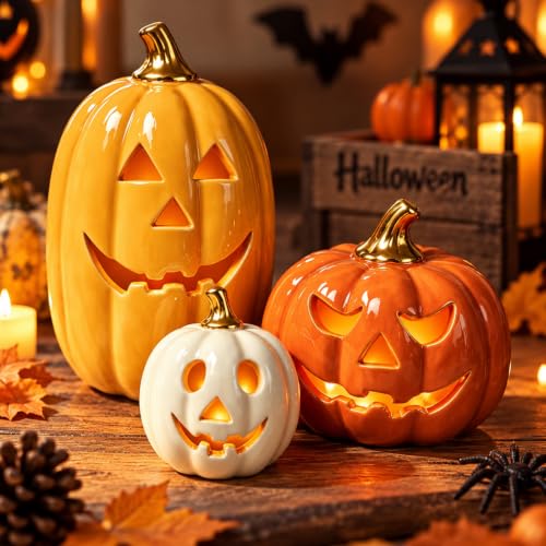 JarThenaAMCS 3 Pcs Halloween Decoration Ceramic...