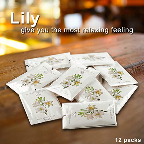 MYARO 12 Packs Lily Scented Sachets for Drawer and Closet, Long-Lasting Sachets Bags, Home Fragrance Sachet for Lover